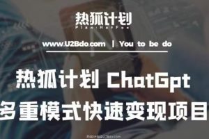 热狐计划：王大陆ChatGpt多重变现实操课，多种模式快速变现