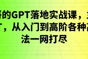 浩哥的GPT落地实战课，主攻GPT，从入门到高阶各种高端法一网打尽