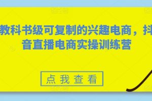 教科书级可复制的兴趣电商，抖音直播电商实操训练营