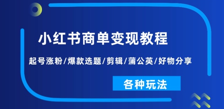 小红书商单变现教程：起号涨粉/爆款选题/剪辑/蒲公英/好物分享/各种玩法插图