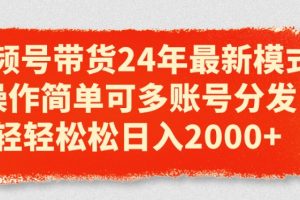 视频号带货24年最新模式，操作简单可多账号分发，轻轻松松日入2k【揭秘】