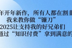 2025年开年新作，所有人都在割韭菜，我来教你做“镰刀” 2025让支持我的好兄弟们都可以通过“知识付费”拿到满意的成绩【揭秘】