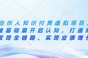 IP合伙人知识付费虚拟项目，从思维基础篇开启认知，打通商业变现全链路，实现业绩增长