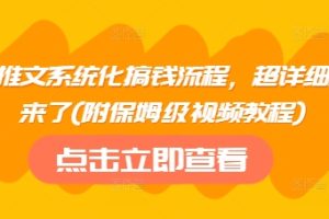 小说推文系统化搞钱流程，超详细流程来了(附保姆级视频教程)