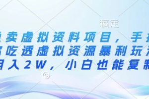 闲鱼卖虚拟资料项目，手把手带你吃透虚拟资源暴利玩法，月入2W，小白也能复制