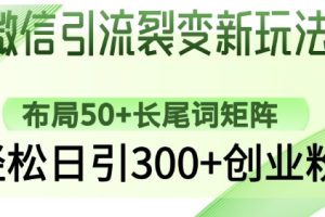 微信引流裂变新玩法：布局50+长尾词矩阵，轻松日引300+创业粉