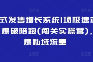 裂变式发售增长系统1场极速动销裂变爆破陪跑(闯关实操营)，引爆私域流量