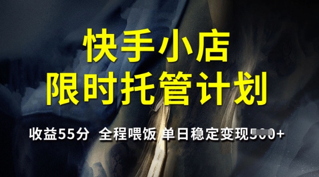 快手小店限时托管计划，收益55分，全程喂饭，单日稳定变现5张【揭秘】