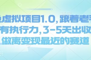 闲鱼虚拟项目1.0，跟着老手操作，有执行力，3-5天出收益，做离变现最近的赛道