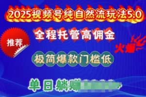 2025视频号纯自然流玩法5.0，全程托管高佣金，极简爆款门槛低，单日收益多张【揭秘】