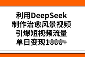 利用DeepSeek制作治愈风景视频，引爆短视频流量，单日变现多张