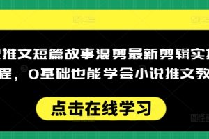 小说推文短篇故事混剪最新剪辑实操全流程，0基础也能学会小说推文教程，肯干多发日入多张