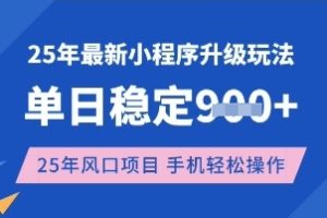 25年3月最新小程序升级玩法，单日稳定收益数张，风口项目，一个手机轻松操作【揭秘】