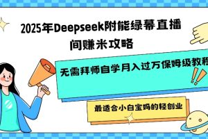 2025年Deepseek附能绿幕直播间挣米攻略无需拜师自学月入过W保姆级教程，最适合小白宝妈的轻创业