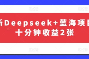 最新Deepseek+蓝海项目，十分钟收益2张