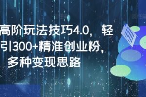 闲鱼高阶玩法技巧4.0，轻松日引300+精准创业粉，多种变现思路